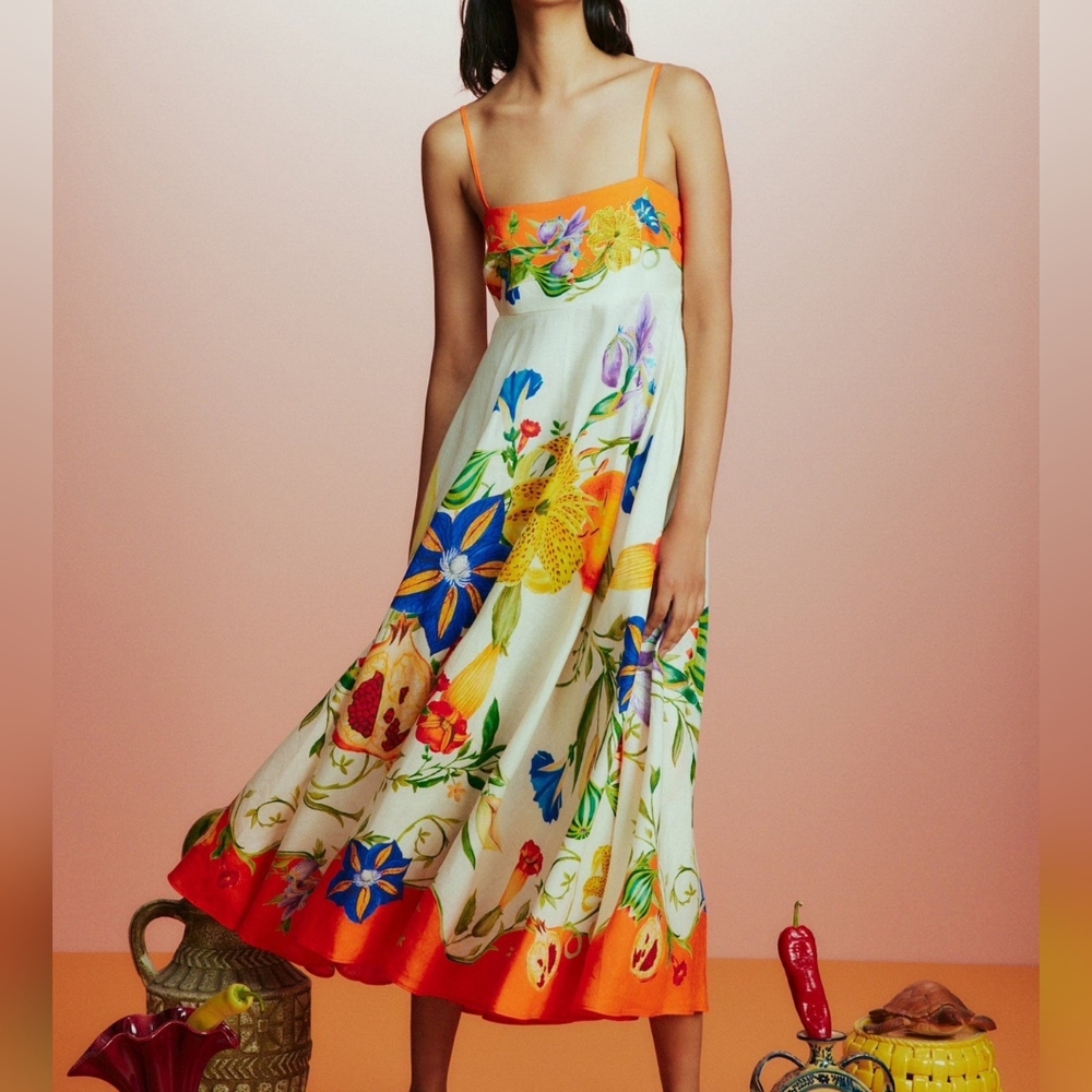 Alemais Floral Maxi Dress in Cream and Orange NWOT - Picture 4 of 15